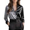 Spot 2025 New Elegant and Fashionable Double-Colored Lapel Button-Down Shirt for Women