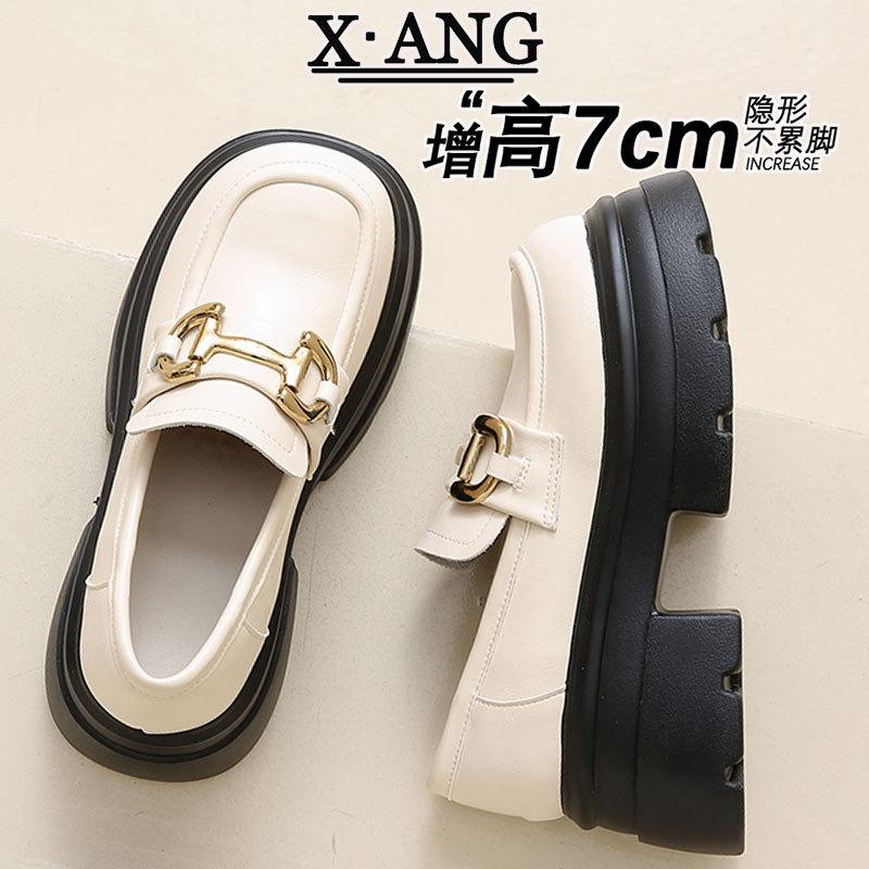 Leather platform children thick heel small leather shoes muffin single shoes cm height increase small women's shoes
