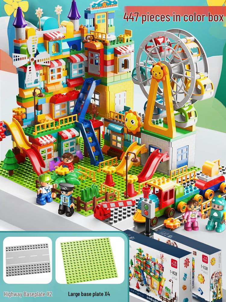 Feile Large Particle Educational Building Blocks Compatible with Lego: Castle and Amusement Park Set for Kids