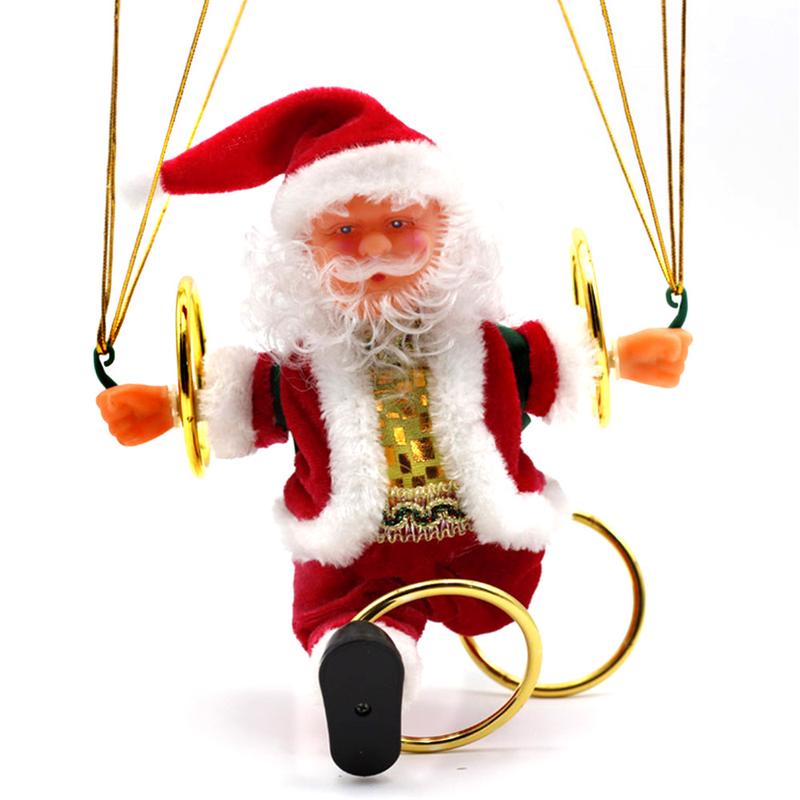 Electric Santa Claus Parachute Turn Circle Acrobatics Plush Toy Christmas Children Toy