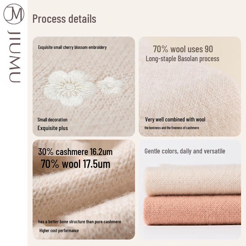 JIUMU Embroidered Knitted Wool Scarf