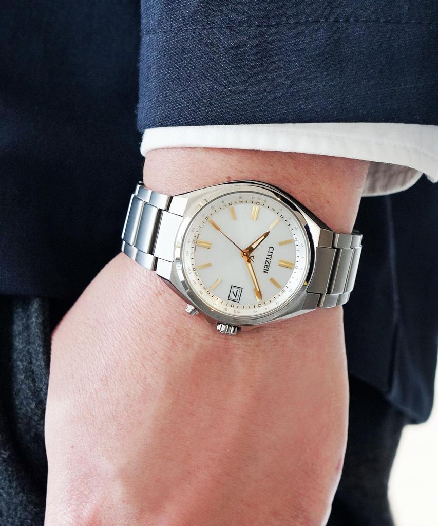Citizen Collection Titanium Eco-Drive Wristwatch CB1160-55A Radio-controlled 10 ATM Water Resistant Simple Men's Silver White Japan-made