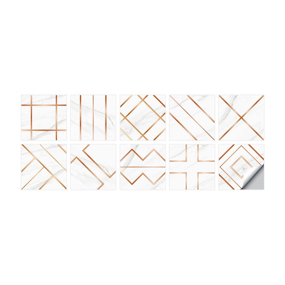 10-Pack European Style Floral Tile Wall Stickers for Living Room and Bathroom - Self-Adhesive PVC Crystal Film