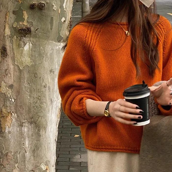 Damen Lässiger Rundhals Strickpullover - Herbst/Winter