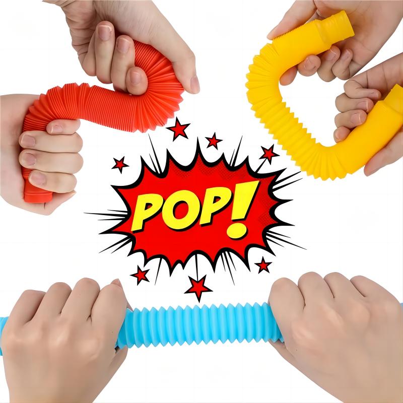 10/20/30Pcs Colorful Pop Pipe Fidget Sensory Antistress Toys Telescopic Tube Stress Relief Toys Plastic Stretch Pipe Toy Gift