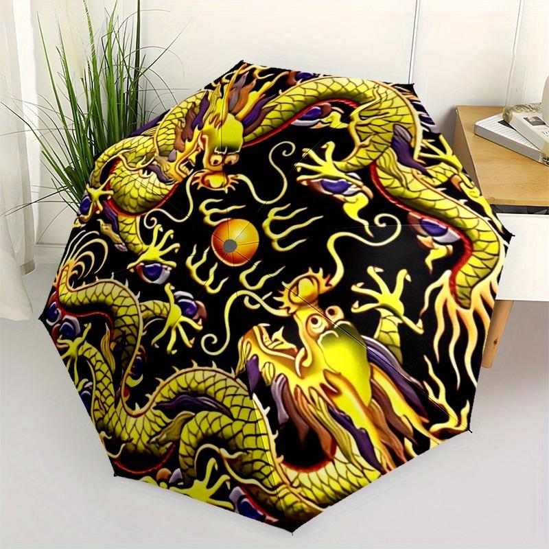 1pc Dragon Yin Yang Automatic Opening/closing Umbrella with Auto Open/Close, Windproof, Foldable Sunshade yy250811196