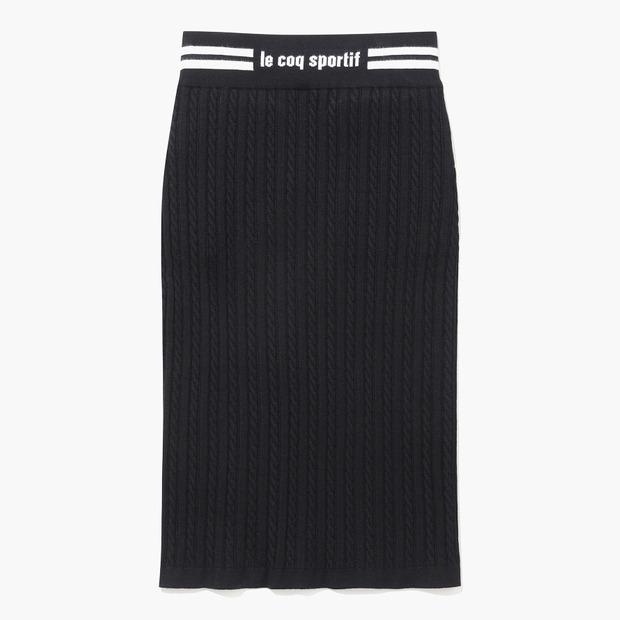 LECOQ Women'S Slim Fit Cable Skirt Sweater - Black (Qq122Ost16)