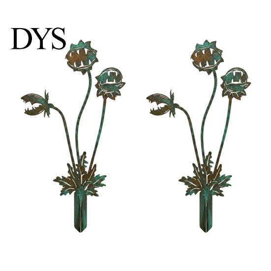 Decorative Garden Stake 2D Sunflowers Stake, Retro Flat Metal Plant Decoration, Carnivorous Outdoor Flower Yard Art for Lawn Bed Planter Creative