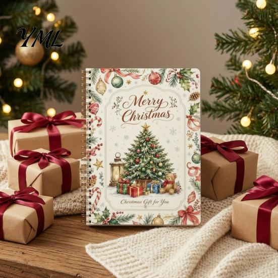 Holiday Gift Giving Accessory Christmas Card Book, DIY Spiral-Bound Merry College Survival Personalized Greeting Book Kit, 10-Page for Students