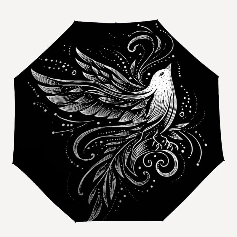 

1 шт. Парасолька з візерунком крил птахів, Автоматичне відкриття та закриття, Високоякісна дорожня парасолька, Легка та портативна, -38