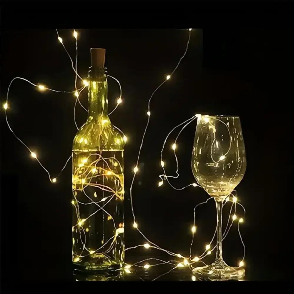 Battery Powered LED Wine Bottle Cork String Lights Waterproof Fairy Copper Wire Lamp for Bar Party Wedding Christmas Holiday Home Decoration