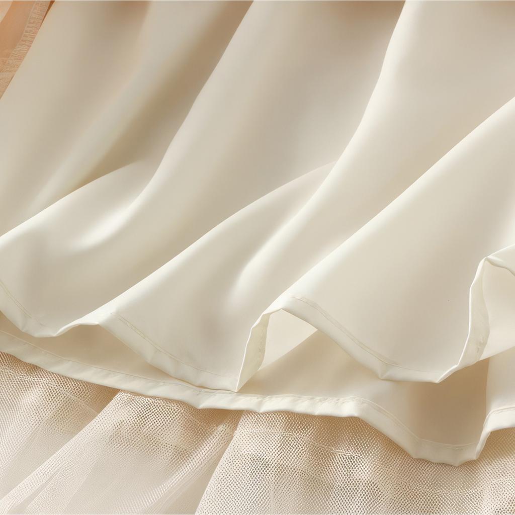 Damenrock, modisch, drapiertes Netzgewebe, großer Saum, mittellanger Rock, Maskenkostüme