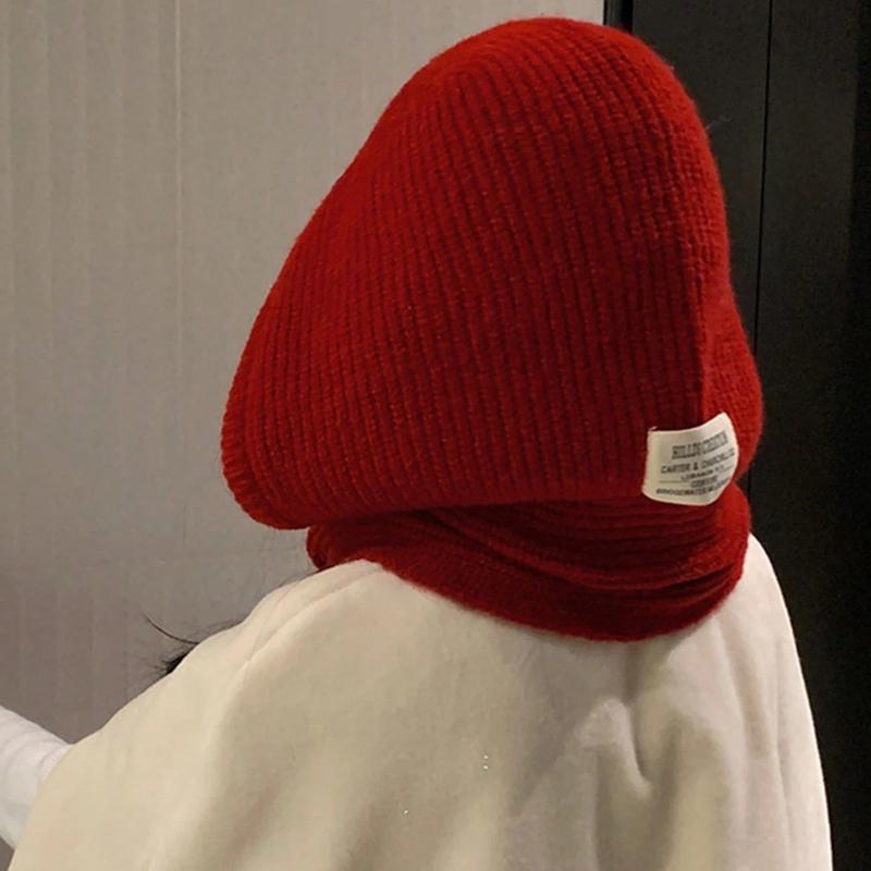 1pc Women's Fashion Versatile Beanie Hat,Autumn Winter Warm Knitted Ear Protection Hat for Women,Windproof Ski Beanie with Scarf