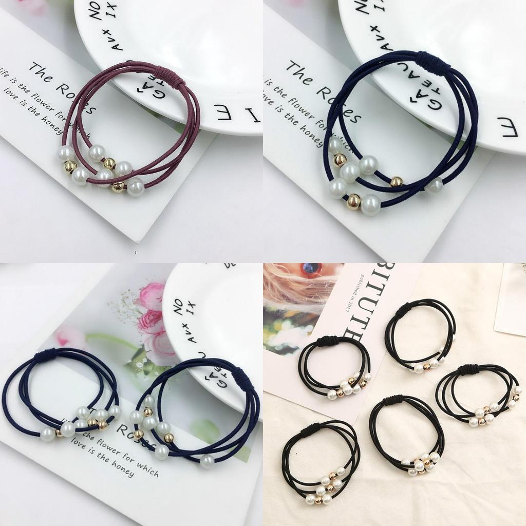 Korean Version Of The Three-strength Rubber Band High-elastic Pearl Head Rope For Women And Girls