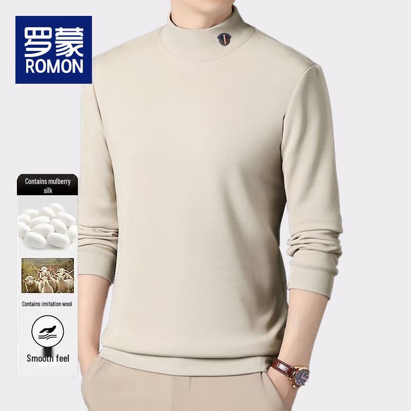 Romon Men's Fleece-Lined Mock Neck Winter Sweatshirt