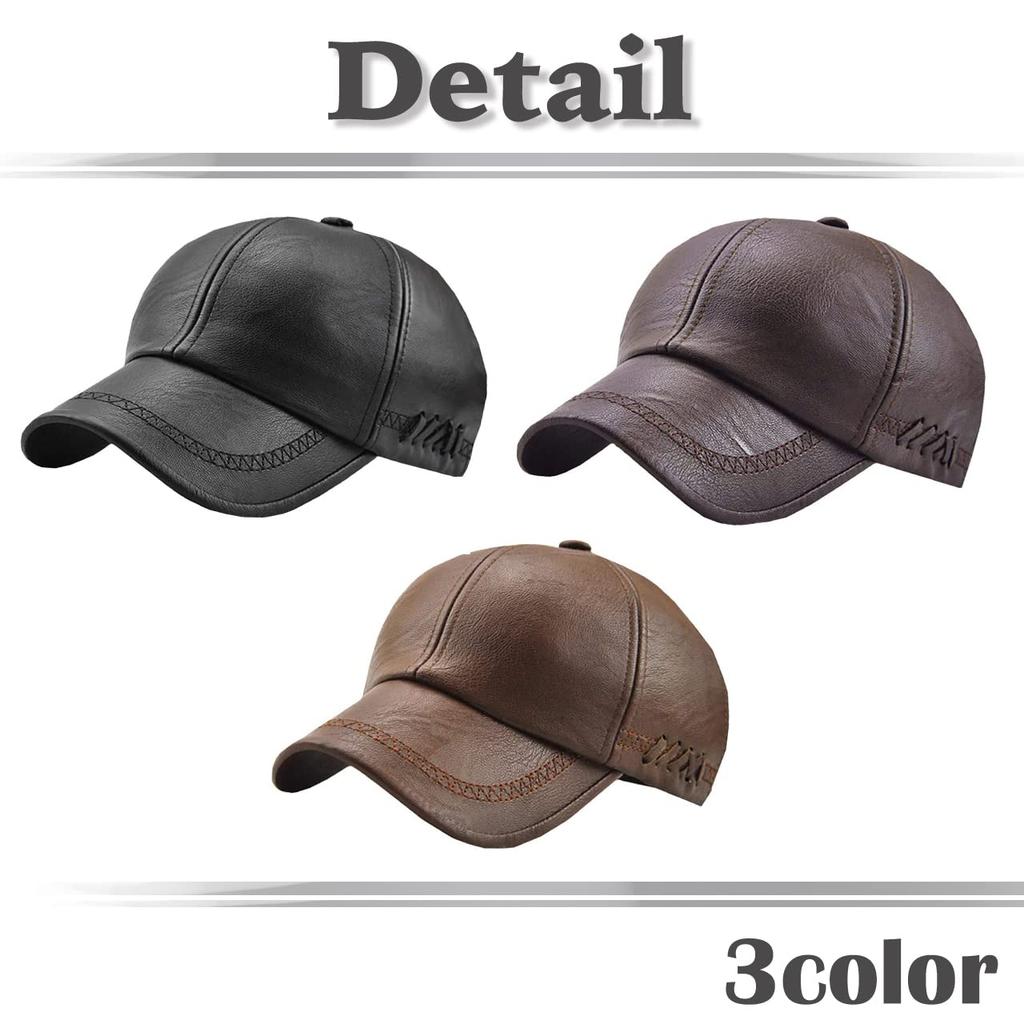 WHITE FANG Leather Plain Synthetic CA470 Cap, Leather, Leather, Casual, Stylish, Men's (Camel)