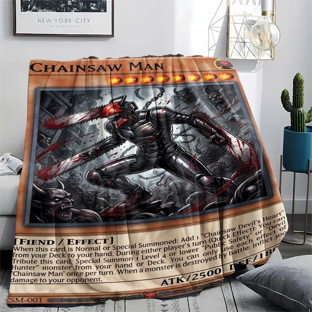 1 Stück Chainsaw Man Gemustert Flanelldecke Geeignet für Alle Jahreszeiten Für Heimdekoration Wärme Und Komfort Geschenke Feiertagsgeschenk