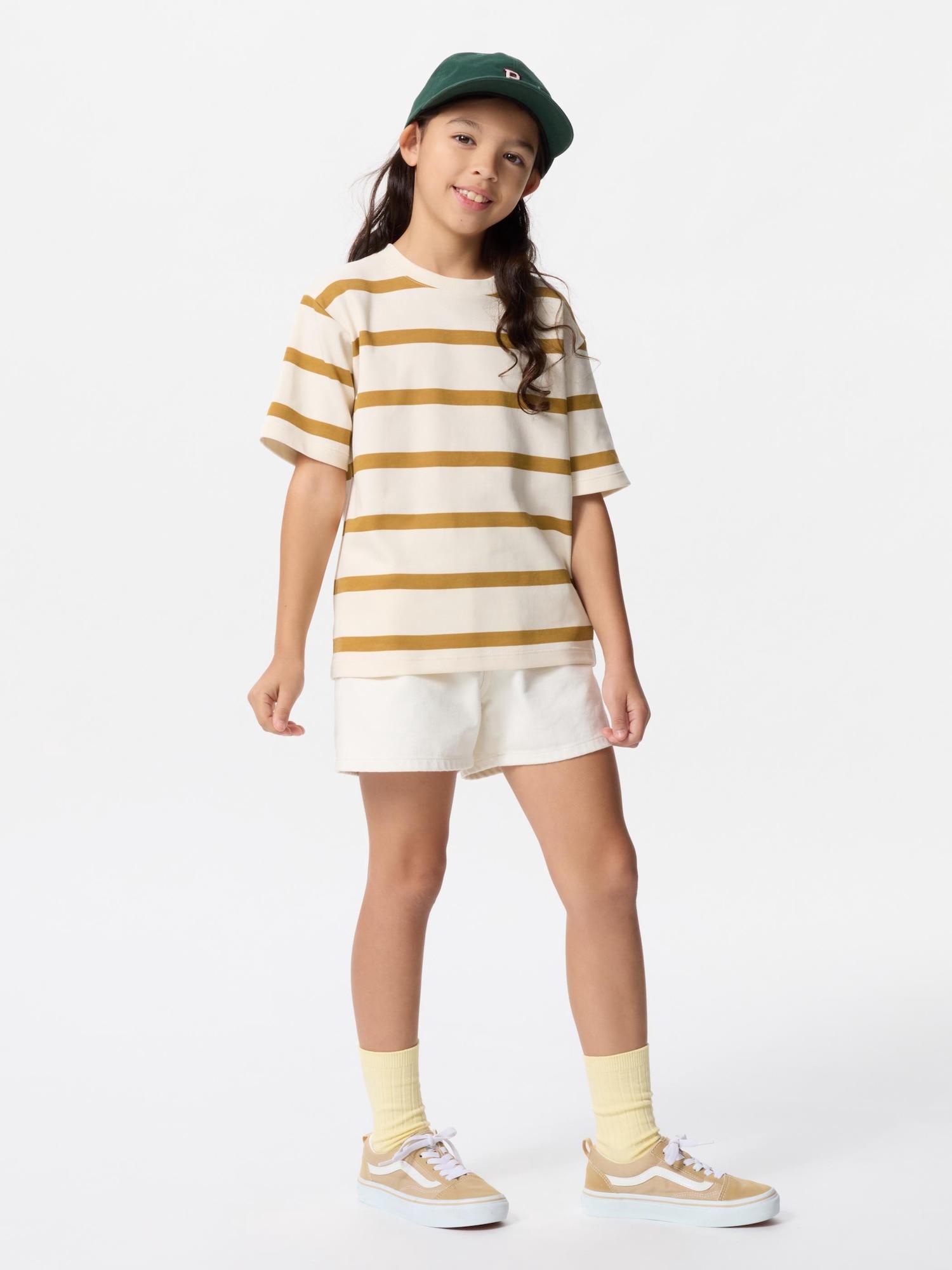 

Uniqlo Детская футболка с круглым вырезом Airism CoTTon в полоску 41 YELLOW/KIDS 110