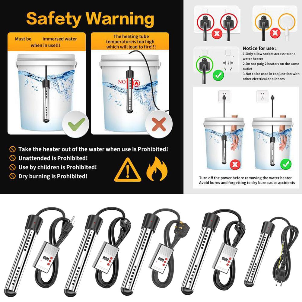 Portable High Power Heating Rod Household Immersion And Water Thermostat Heating Automatic Func B0M0