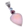 Natural Pink Opal,Garnet Gemstone 925 Solid Sterling Silver Pendant 2.25'' c0I93