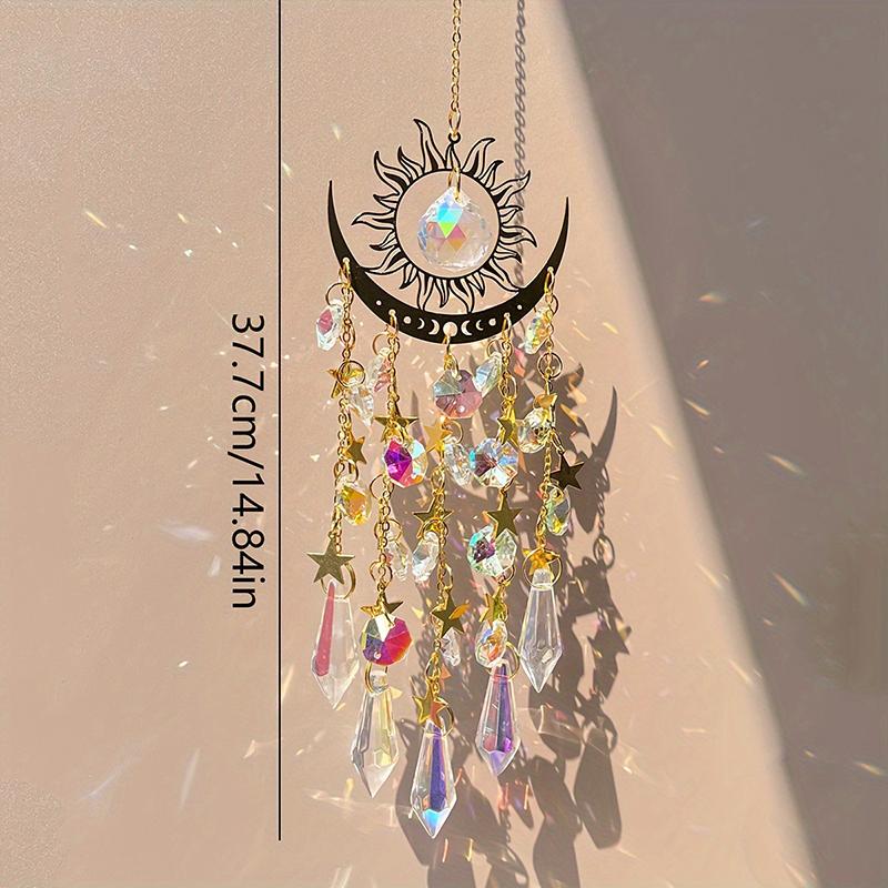 Crystal Suncatcher Crystal Wind Chimes For Windows Hanging Sun And Moon Sun Catcher Indoor Outdoor Home Garden Decor