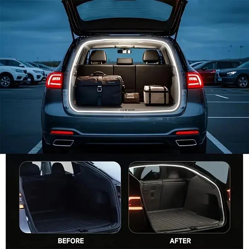 Car Trunk Dynamic Flowing Light Automatic On/Off Scanning Lamp Flexible Waterproof Light Strip Hidden Installation for Car SUVs