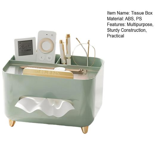 Multifunctional Tissue Box Cover Holder with Storage Compartments Large Capacity Rectangular Napkin