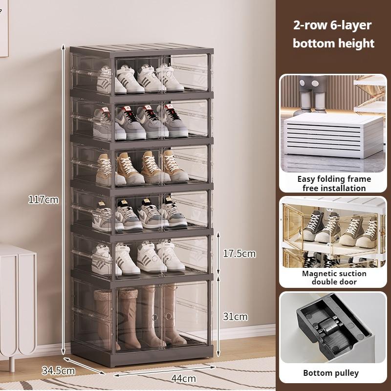 Przenośny Stojak na Buty Składany Wielowarstwowy Duży Szafka na Buty Przezroczysta Plastikowa Szafka na Buty z Pokrywami Łatwy Montaż