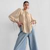 French wrinkle loose small stand-up collar bubble sleeve women's shirt 1116 European and American autumn and winter fashion new top