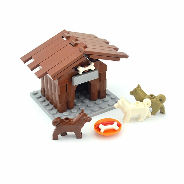MOC Farm Animals Chicken Pigs Dogs Chicks Animal Building Blocks City DIY Plant Eggs Accessories Minifigs Parts Model Toys