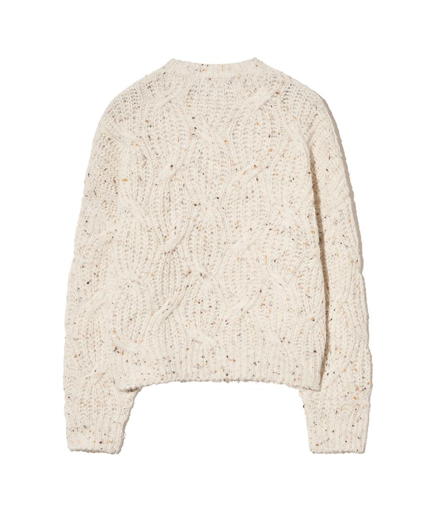 YALE Women'S Nep Yarn Big Cable Round Knit_Ivory