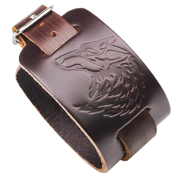 Vintage Leather Braided Bracelet for Mens Wolf Head Bracelets Classic Animal Motifs Jewelry On The Hand Accessories