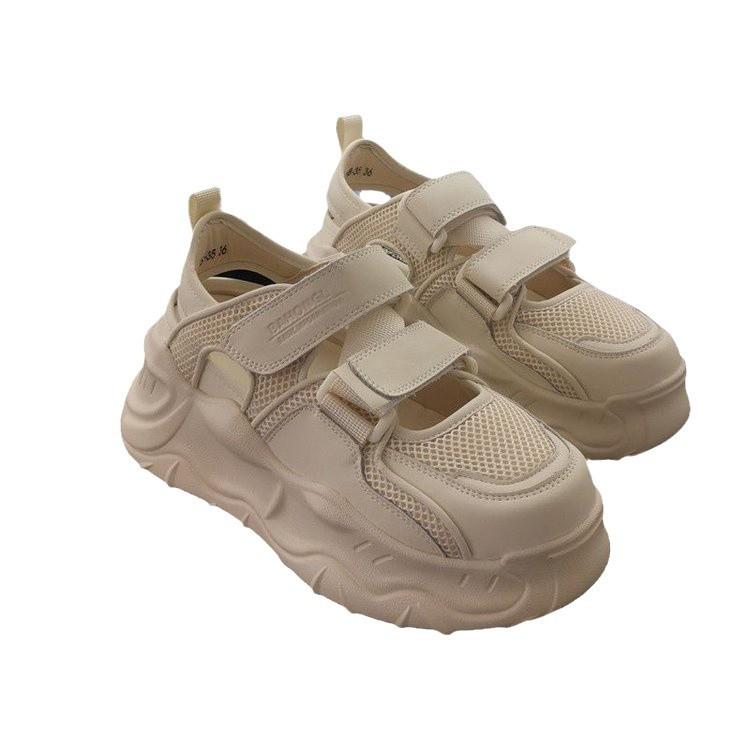 Velcro mesh dad shoes women's 2025 summer new hollow mesh shoes muffin sole casual sandals women's outer wear