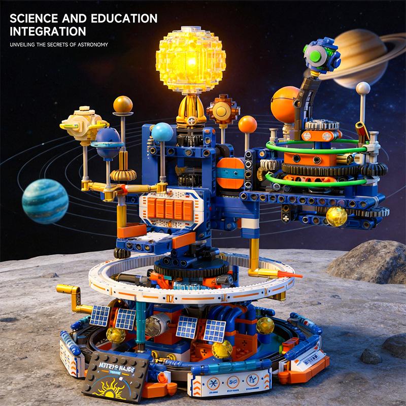 Set di Blocchi da Costruzione Meccanico Planetario del Sistema Solare - Giocattolo Educativo Architettonico STEM e Regalo di Natale per Bambini