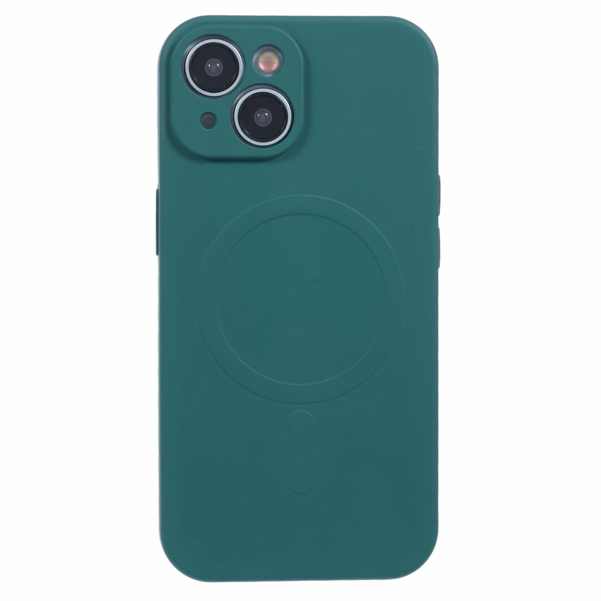 

For iPhone 15 Plus Magnetic Case TPU Phone Cover Shock Absorbing Dark Green