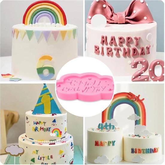 Happy Birthday Chocolate Silicone Molds 6 Pcs,Letter Cake Decoration Fondant Mold,for Baby Showers,Birthday