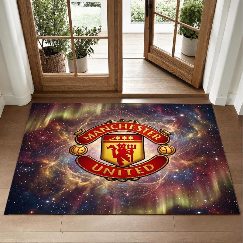 Manchester United Design Crystal Velvet Rug Soft Decorative Mat for Bedroom Entrance