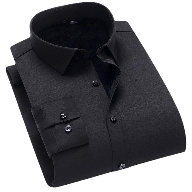 Men's Winter Sherpa Lined Shirts Long Sleeve Button Down Fleece Dress Shirts for Men Business Casual Warm Comfortable Thermal Shirt With Pockets