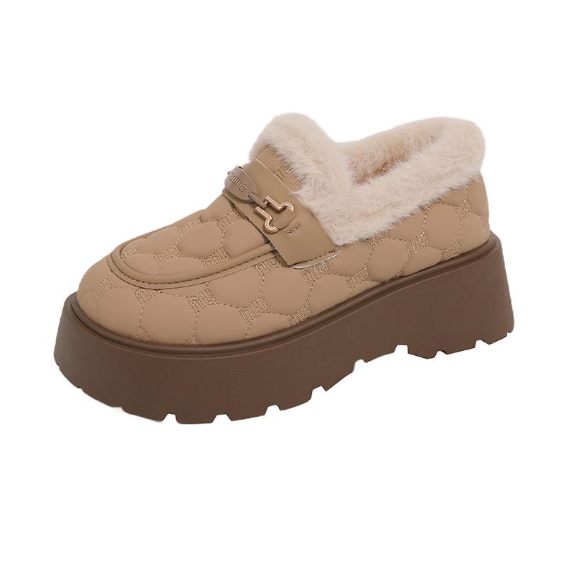 

Зимние новые бархатные сноубутсы для женщин, теплые и удобные, пушистые с широким голенищем, большого размера, хлопковые туфли Doudou для женщин 41 хаки