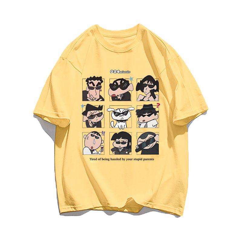 2025 Summer Womens Clothes Streetwear Crayon Shin Chan Print Cartoon T Shirt Tops Unisexs Womens Clothes 100Cotton T Shirts