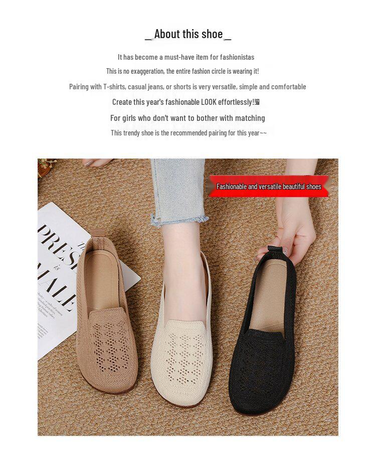 Breathable Soft Sole Mesh Flat Shoes for Middle-Aged and Elderly Women