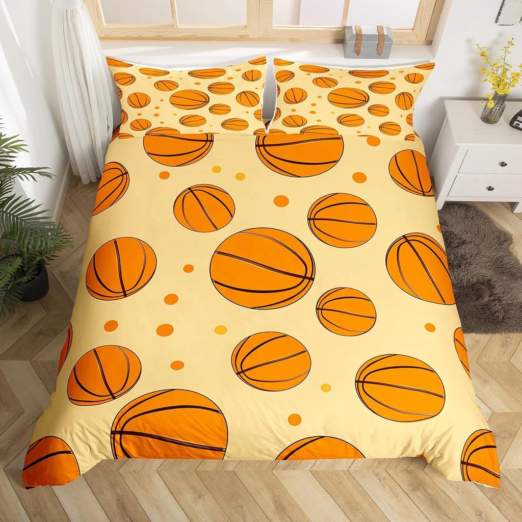Basketball Duvet Cover Black Gold Bedding Set Black And Golden Basketball Court Design Comforter Cover Sports Games Quilt Cover