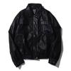 Men's Spring and Autumn Personalized Retro Biker PU Leather Jacket Solid Color Lapel Top