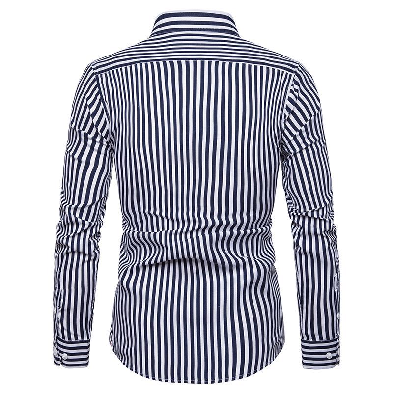 2024 Men's Slim Fit Striped Long Sleeve Shirt - Youth Fashion Business Casual