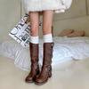 Spring Knee Length Stockings for Female White Pile Socks Fashion GIrls JK Slimming Boots Sock Japanese Calf Sock Cotton Footwear