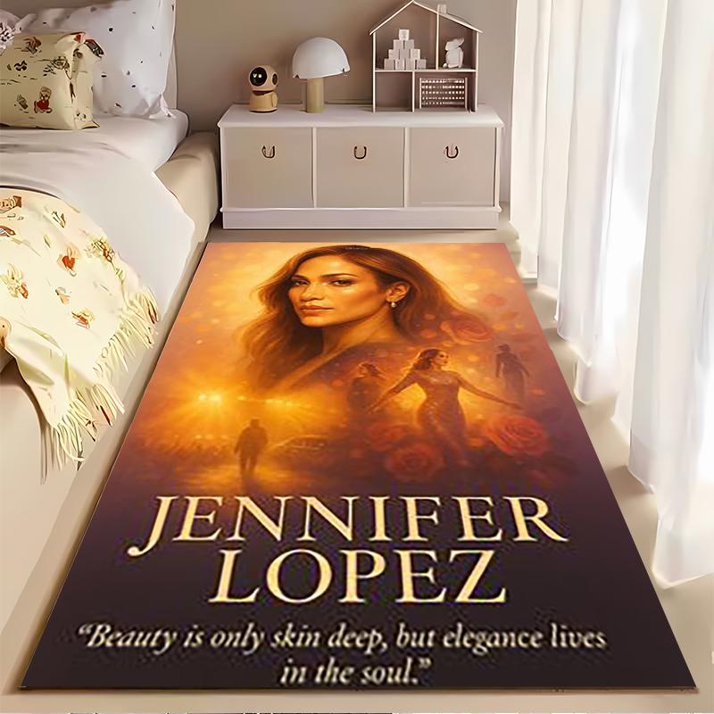 Kober do obývacího pokoje s popkulturní tématikou, Plakát s portrétem Jennifer Lopezové – Krása a elegance, Dekorace do ložnice, Protiskluzová podložka