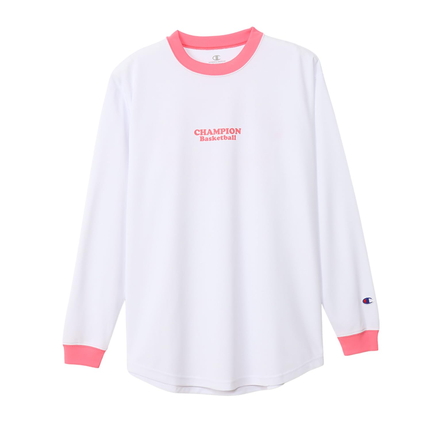 

Champion Футболка с длинным рукавом и круглым вырезом, с графическим логотипом Quick, белая, горловина, антибактериальная, дезодорирующая, быстросохнущая, с принтом, для баскетбола, CW-AB426, женская, белый
