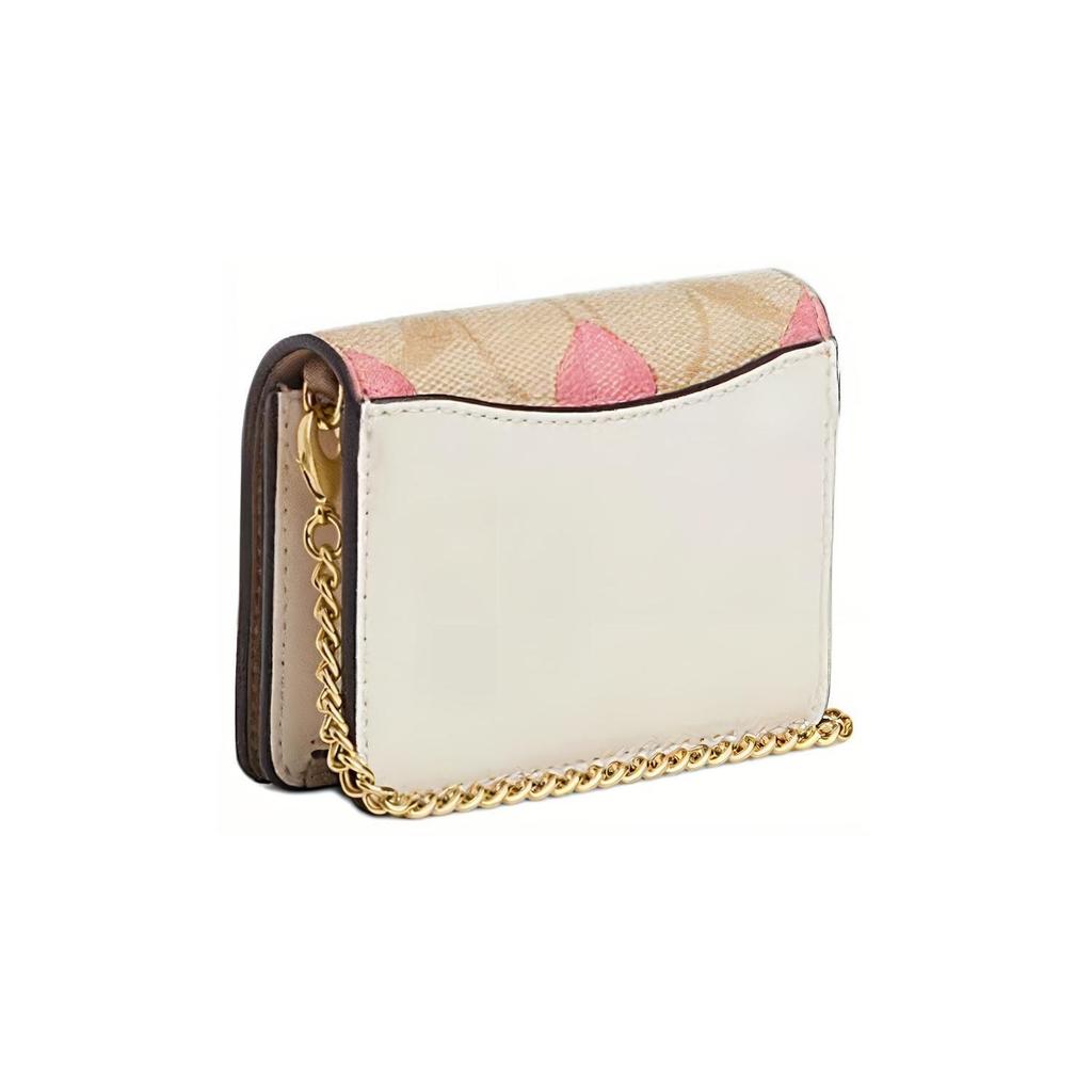 Coach Mini-Portemonnaie 10 Herz-Print Klassisches Monogramm Klappe Damen-Portemonnaie Hell-Khaki Kreideweiß CP473-IMOTV