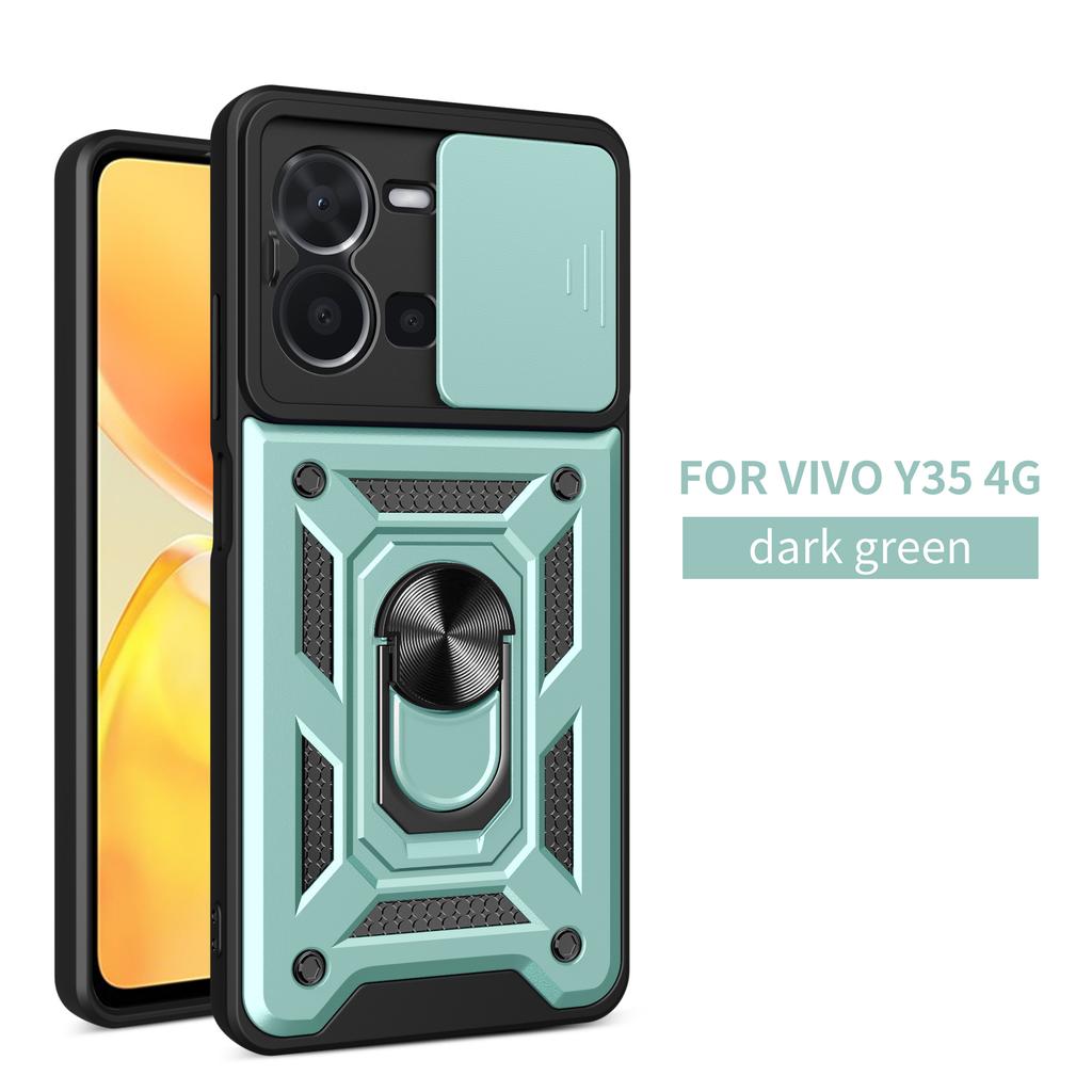 For Vivo Y35 4G Case Vivo Y35 4G Cover Vivo Y35 4G Magnetic Ring Holder Armor Phone Case Slide Camera Protect Back Cover