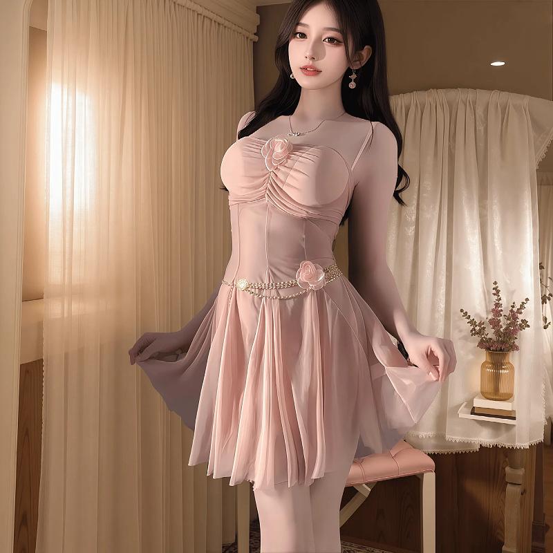 Sexy and romantic underwear, sexy see-through mesh lace pajamas, passionate and seductive, cut-out, no-take off, uniform and nightgown